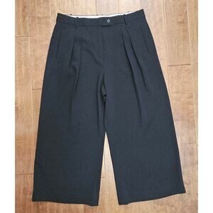 EUC M.M. LAFLEUR Women's Black Wide Leg Pleated Front Crop Culotte Pants 16